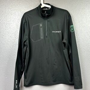 RLX Ralph Lauren Quarter Zip Pullover Jacket Men Large Black Pocket Stretch